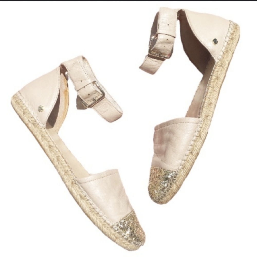 Kate Spade Lanae Nude Espadrilles Gold Toe Sandals